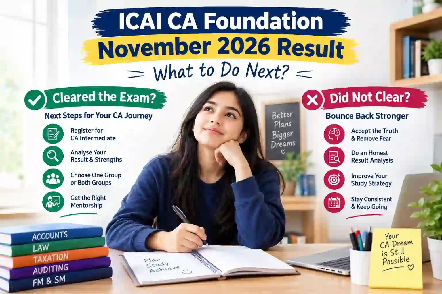 ICAI CA Foundation November 2026 Result — What to Do Next Whether You Cleared or Not